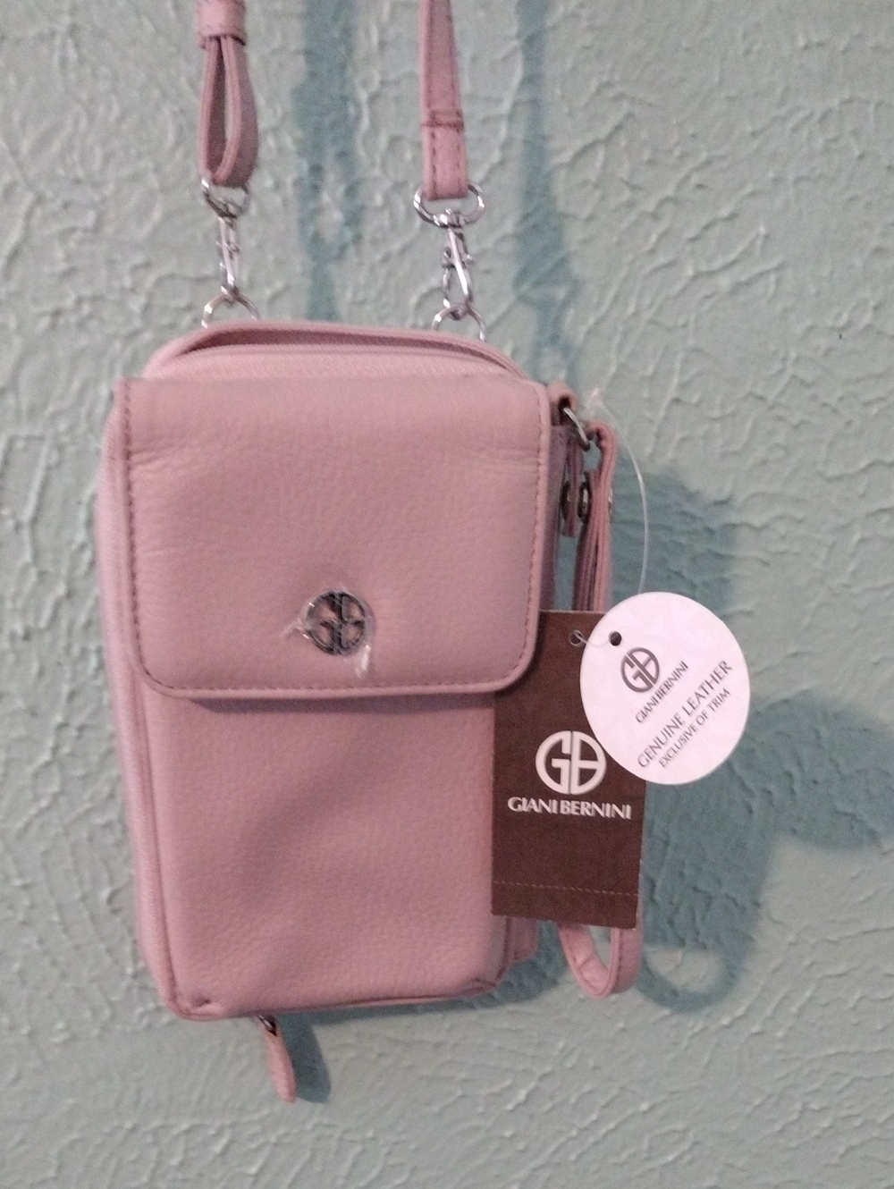 Giani Bernini Blush Pink Leather Crossbody Phone Bag